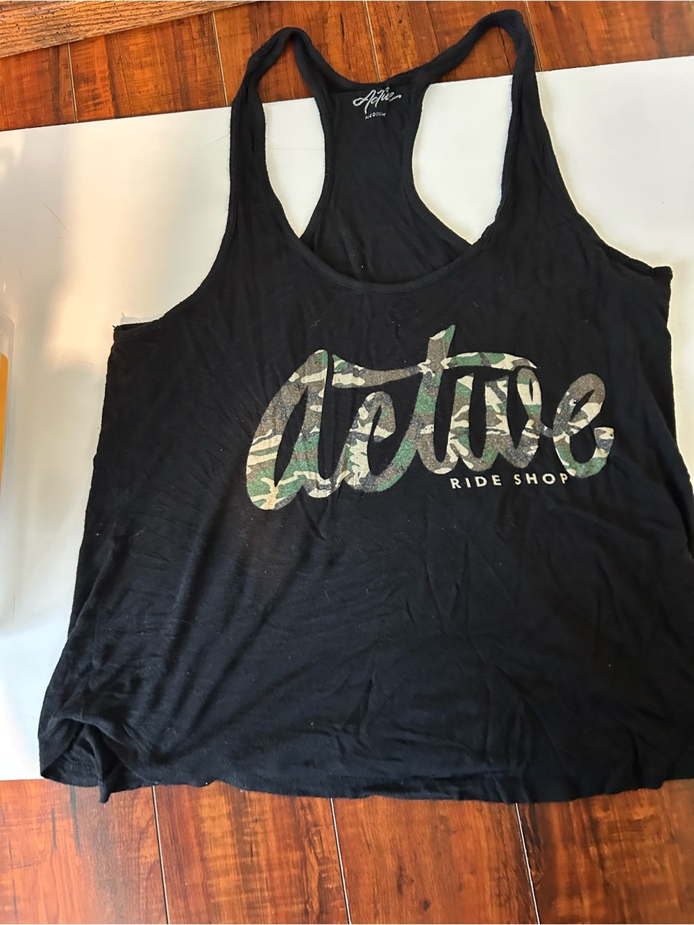 Active Ride Shop Black Racerback Tank with Camo Script Logo - Picture 2 of 4
